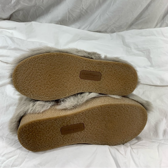 Women  SALVATORE FERRAGAMO fur light grey ankle booties 5.5 C - Picture 11 of 13